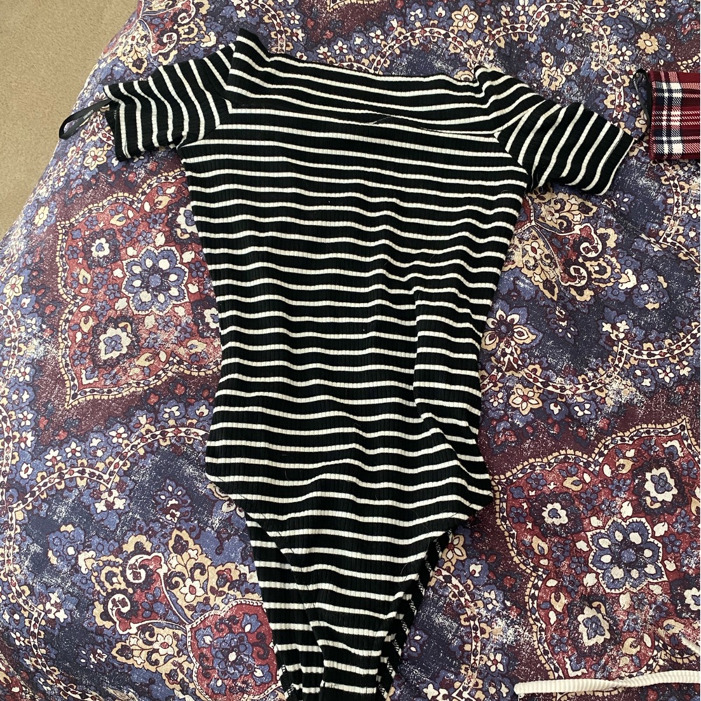 Striped off the shoulder bodysuit